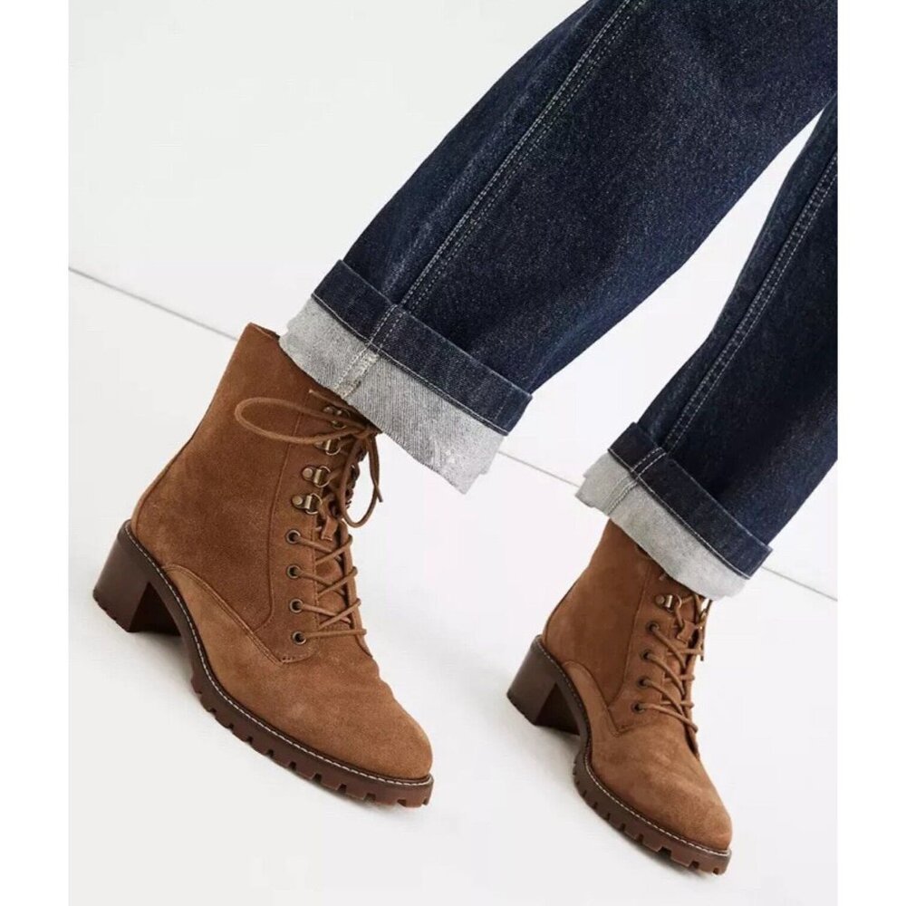 Madewell Tan Suede Lace-Up Combat Boots - Picture 14 of 14